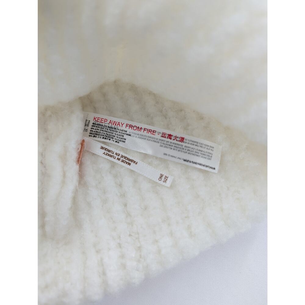 Free People Ivory Knit Beanie Winter Cozy Soft Hat One Size - Picture 6 of 7